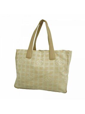 Chanel Tote New Travel Nylon Beige Silver